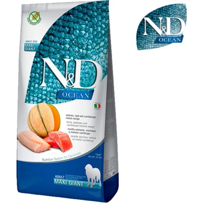 N&D Ocean Dog Adult Maxi & Giant Grain Free Salmon & Cod & Melon 12 kg