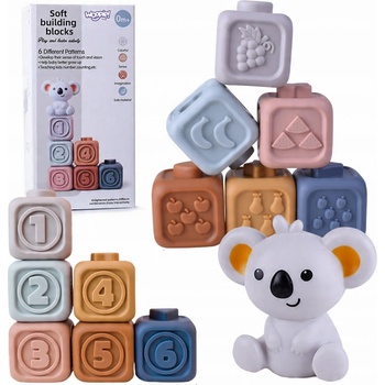 Woopie Sada gumových pyramidových bloků 2v1 Medvídek pastelové