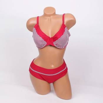 Image 1 of Макси бански в червен цвят с бяло райе - чашка С/d