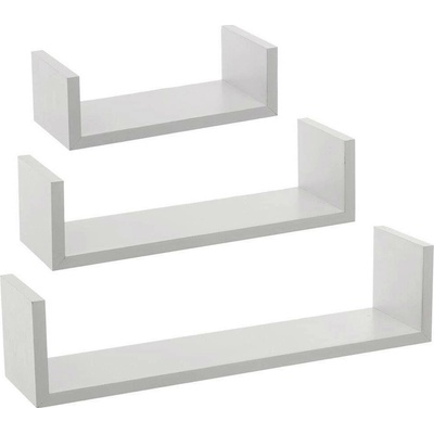 Sada 3 bílých nástěnných polic Edge MDF moderních na knihy a dekorace 42 cm