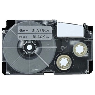 Compatible Съвместима лента с Casio XR-6SR1 6mm x 8m черен печат / сребърен фон (XR6SR)