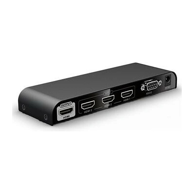 PREMIUMCORD HDMI switch 4Kx2K@60Hz 3:1 kovový s dálkovým ovladačem a napájecím adaptérem