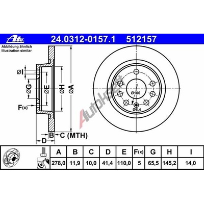 ATE Brzdový kotouč Power Disc - 278 mm AT 512157 | Zboží Auto