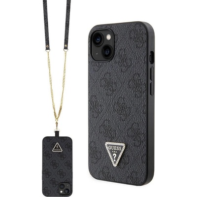 GUESS Калъф Guess - Strass Triangle Metal Logo, iPhone 15, сив (3666339146801)