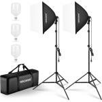 NEEWER softbox lighting set, equivalent to 700W, pack of 3 CE & UKCA certified 5700K LED light bulbs, 24x24 inch softboxes with E27 socket, photography continuous light set, photo studio equipment - 10102773