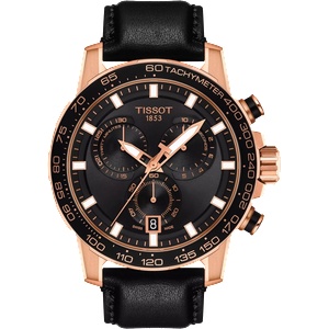 Tissot Мъжки часовник Tissot Supersport Chrono 45.5mm 125.617. 36.051. 00, Черен / Златен (TIS125.617.36.051.00) Часовници