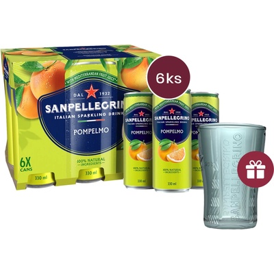 Sanpellegrino Pompelmo grapefruit plech 6 x 0,33 l + dárek