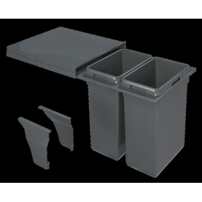 Wireli Odpadkový 2-kôš Elegancia, 2 x 27 l, K45-sivý plast