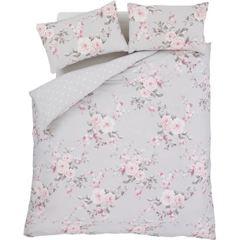 Catherine Lansfield Сиво двойно удължено спално бельо 230x220 cm Canterbury Floral - Catherine Lansfield (BD/28239/W/KQS/GY)