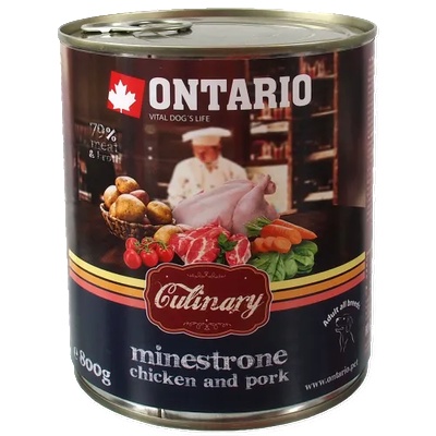 ONTARIO culinary minestrone chicken and pork - деликатесна консерва за куче с пиле, агне и свинско 800 гр, Чехия 214-22084
