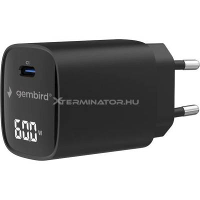 Gembird 60 W USB Type-C LCD черно зарядно устройство (TA-UC-1C-PD60LCD-01-BK) (TA-UC-1C-PD60LCD-01-BK)