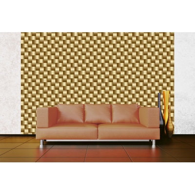 DIMEX ART Самозалепваща се флизелинова фототапета златни въглеродни влакна 375 x 250 см