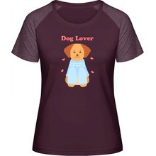 MyMate Predĺžené Tričko MY120 Nápis Dog Lover a psík Burgundy Heather Burgundy