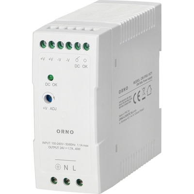 ORNO Průmyslový napájecí zdroj pro DIN lištu, 24VDC, 2.5A, 60W, plastové pouzdro