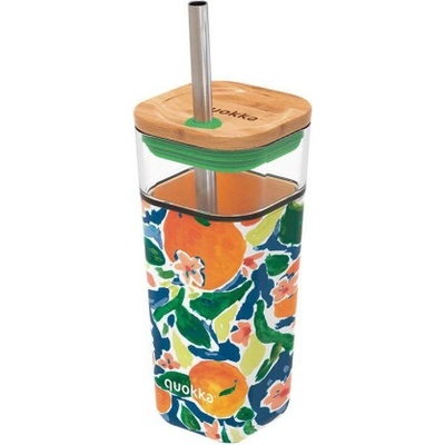 Quokka Liquid Cube pohár so slamkou oranges 540 ml