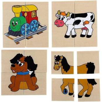 Image 1 of Woodyland Комплект дървени пъзели Woody Веселото влакче - 4 в 1 (93003)