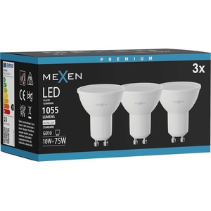 Mexen Nova 3x LED крушка GU10, 10W, Неутрална - 4000K, 1055 lm - L108-GU10-1040-01x03 (L108-GU10-1040-01x03)