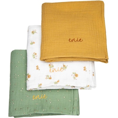 ENIE BABY mušelínové plenky 70x70 Caramel and black 3 ks