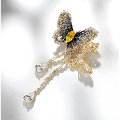 Éternelle brož Swarovski Elements Fortunata motýl B1072/V Zlatá