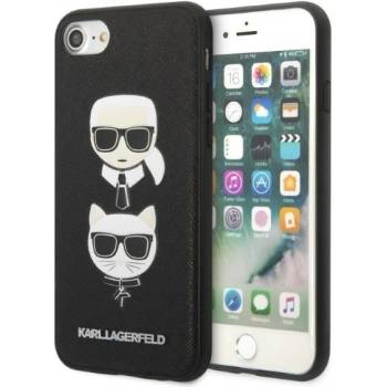 KARL LAGERFELD Кейс Karl Lagerfeld KLHCI8SAKICKCBK за iPhone 7/8 / SE 2020 / SE 2022, черен / черен, твърд, Saffiano Karl&Choupette Head