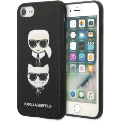 KARL LAGERFELD Кейс Karl Lagerfeld KLHCI8SAKICKCBK за iPhone 7/8 / SE 2020 / SE 2022, черен / черен, твърд, Saffiano Karl&Choupette Head