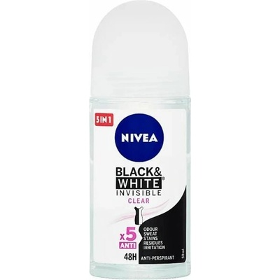Nivea Invisible For Black & White Clear 48h roll-on 50 ml