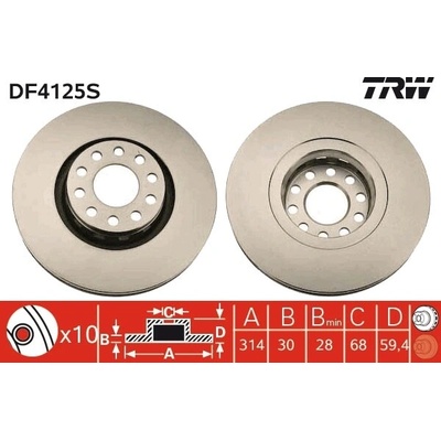 Brzdový kotúč TRW DF4125S