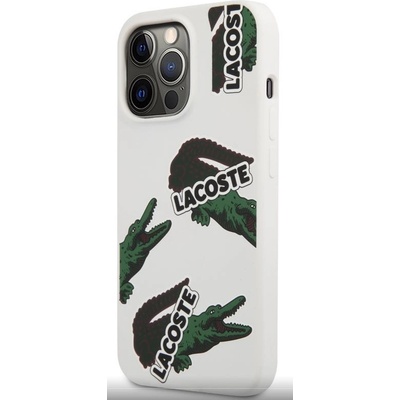Lacoste Liquid Silicone Allover Pattern iPhone 13 Pro biele