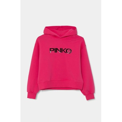 Pinko Up mikina přes hlavu s kapucí a logem růžová