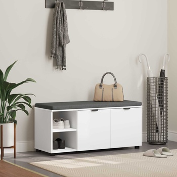 vidaXL Пейка за коридор с възглавница Едноцветен Бяло 100 x 38 x 46 см (891512)