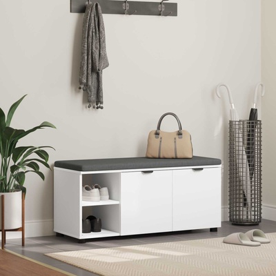 vidaXL Пейка за коридор с възглавница с рафт Бял 100 x 38 x 46 см (891512)