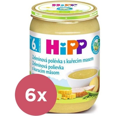 HIPP BIO zeleninová polievka s kuracím mäsom – mäsovo-zeleninový príkrm 6x 190 g