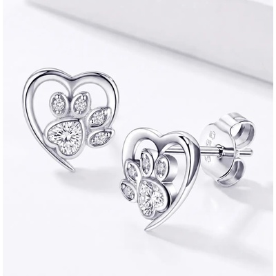 Elanis Jewel Stříbrné náušnice Tlapka s čirými krystaly Swarovski® EJ00557