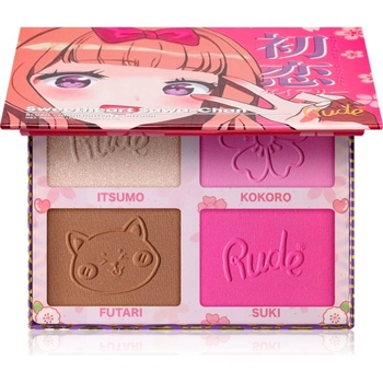 Rude Cosmetics Manga Face Palette мултифункционална палитра за лице цвят Sweetheart Sawa-Chan 11.2 гр