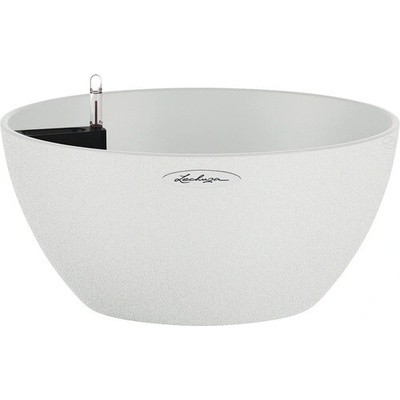 Lechuza Plastový samozavlažovací kvetináč Cubeto Stone 39,5 x 39,5 x 18,3 cm quartz biely
