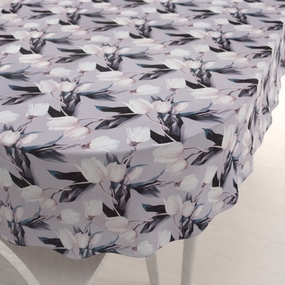 Biante oválný ubrus PML-034 Bílé tulipány na šedém 140x200 cm