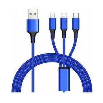 PremiumCord Cable USB PremiumCord USB-A - USB-C + MicroUSB + Lightning 1.2 m Blue (ku31pow01)