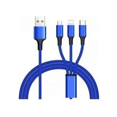 PremiumCord Cable USB PremiumCord USB-A - USB-C + MicroUSB + Lightning 1.2 m Blue (ku31pow01)