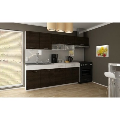 FRONTI FAFOR Kuchynská linka TATIANA 240/180 Wenge + biely mat