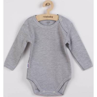 NEW BABY Dojčenské bavlnené body s dlhým rukávom Pastel sivý melír