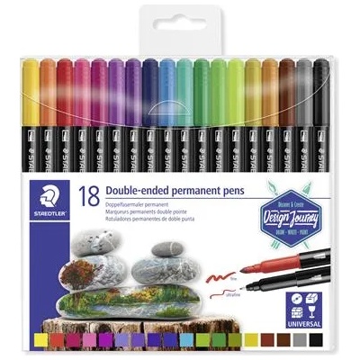STAEDTLER Комплект маркери за алкохол, 0, 5/3, 0 мм, с два края, staedtler "3187", 18 различни цвята 3187 tb18 (3187 tb18)