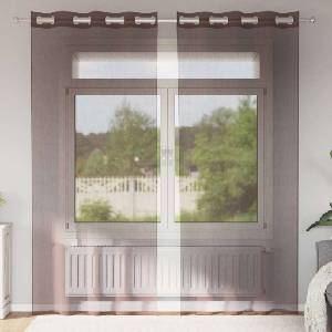 Pure Line Home Пердета от воал в цвят млечен шоколад с метални халки, 2 бр