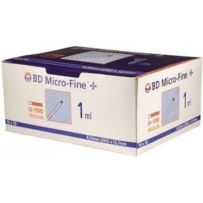 Microfine inzulínová striekačka 1 ml U100 BD 100 ks