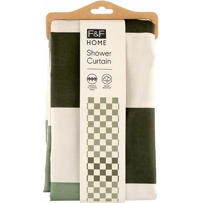 F&F Home Green Checkered sprchový záves 180 x 180 cm
