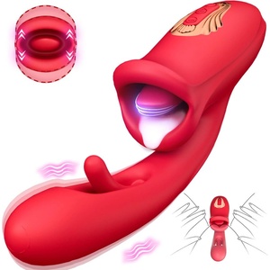 SuperLove Triple Stimulation Licking Tongue & Flapping G-Spot Vibrator Red