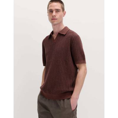 Marks & Spencer Плетена раирана поло с букле, с разхален яка Marks & Spencer кафяво Marks & Spencer | Kafyav | МЪЖЕ | L REG