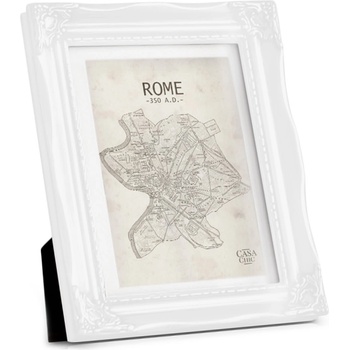 Casa Chic Regent, рамка за картина, правоъгълна, 17 × 12 cm снимки, паспарту, стъкло, рококо (ROCOCO-5x7-WHT) (ROCOCO-5x7-WHT)