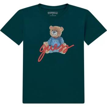 Image 1 of GUESS Тениска с къс ръкав в тъмно зелено за момче с мече Guess