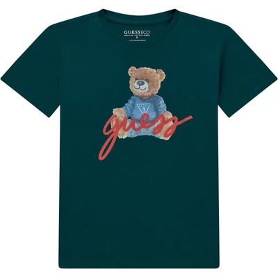 GUESS Тениска с къс ръкав в тъмно зелено за момче с мече Guess