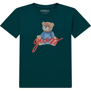 GUESS Тениска с къс ръкав в тъмно зелено за момче с мече Guess
